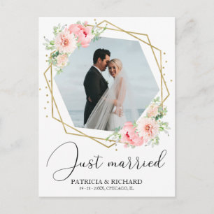Carte Postale Mariage Élégant Floral Annonce de Fugue