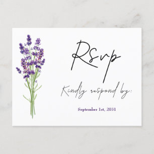 Carte Postale Mariage Élégant Minimaliste Mode Lavande RSVP