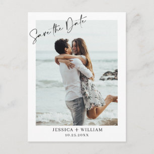 Carte Postale Mariage élégant simple Enregistrer la date Photo