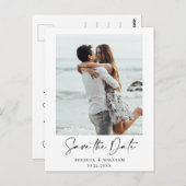 Carte Postale Mariage élégant simple Enregistrer la date Photo (Devant / Derrière)