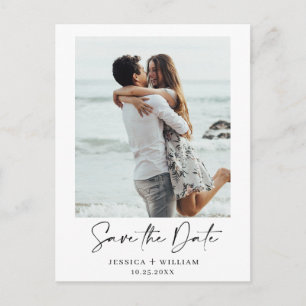 Carte Postale Mariage élégant simple Enregistrer la date Photo