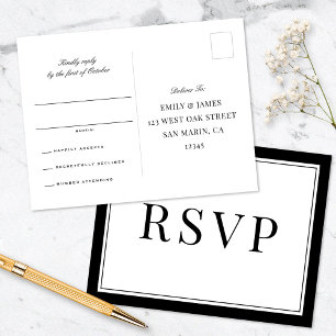 Carte Postale Mariage Élégant Typographie Vintage avec Bordure N