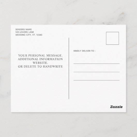 Carte Postale Mariage Empreintes de pattes Simple Enregistrer La (Dos)