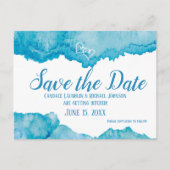 Carte Postale Mariage en Aquarelle Bleue turquoise Enregistrer l (Devant)