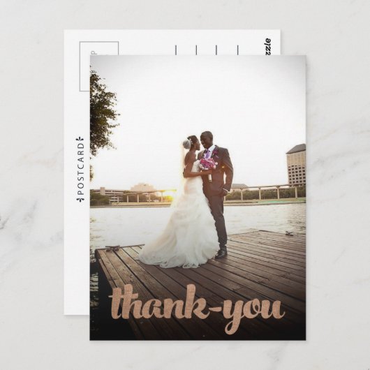 Carte postale Mariage en bronze - Script de Merci (Devant / Derrière)