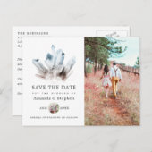 Carte Postale Mariage en cristal Aquamarine Enregistrer la date (Devant / Derrière)