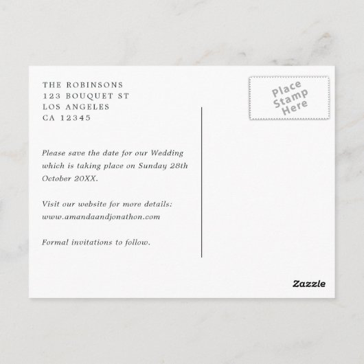 Carte Postale Mariage en cristal Aquamarine Enregistrer la date (Dos)