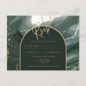 Carte Postale Mariage en marbre moderne Emerald Green Gold Agate (Devant)