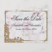 Carte Postale Mariage en marbre rose et perle Enregistrer la dat (Devant)