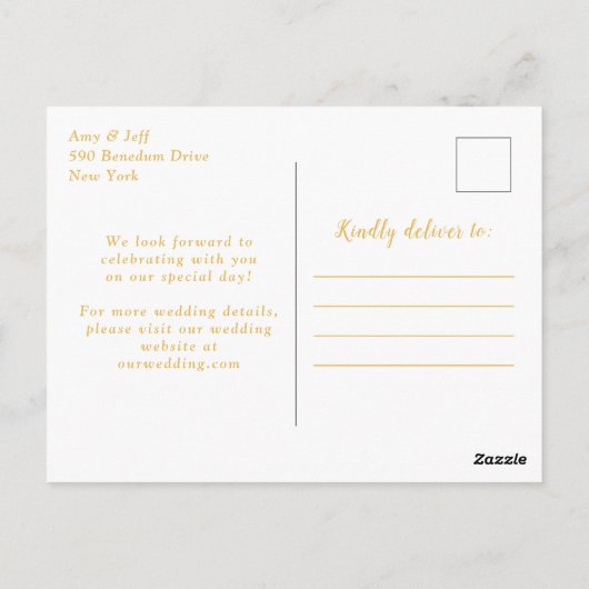 Carte Postale Mariage en marbre violet et or Agate (Dos)