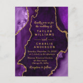 Carte Postale Mariage en marbre violet et or Agate (Devant)