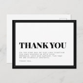 Carte Postale Mariage en noir noir blanc de typographie Merci Po (Devant / Derrière)