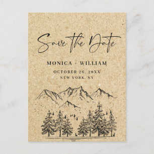 Carte Postale Mariage en papier Kraft simulé Enregistrer la date