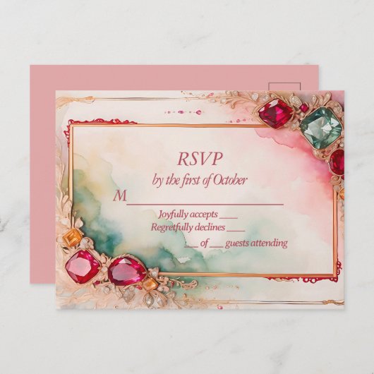 Carte Postale Mariage en pierre Gem RSVP (Devant / Derrière)