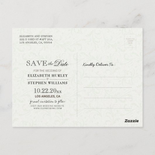 Carte Postale Mariage Enregistrer La Date Chic Hydrangea String  (Dos)