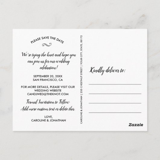 Carte Postale Mariage Enregistrer la date Collage photo Fiançail (Dos)