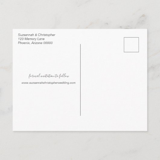 Carte Postale Mariage Enregistrer La Date Faire-part Photo Perso (Dos)