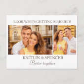 Carte Postale Mariage Enregistrer la date Moderne 2 Photo Blanc (Devant)