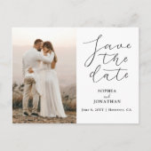 Carte Postale Mariage Enregistrer la date Photo Chic Elegant Scr (Devant)