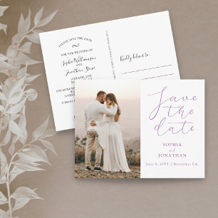 Carte Postale Mariage Enregistrer la date Photo Chic Elegant Scr