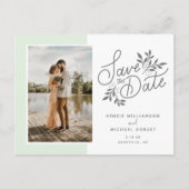 Carte Postale Mariage Enregistrer la date Script photo Botanical (Devant)