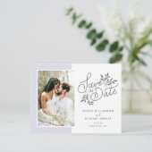 Carte Postale Mariage Enregistrer la date Script photo Botanique (Debout devant)