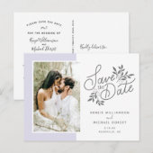 Carte Postale Mariage Enregistrer la date Script photo Botanique (Devant / Derrière)