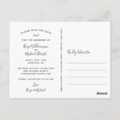 Carte Postale Mariage Enregistrer la date Script photo Botanique (Dos)