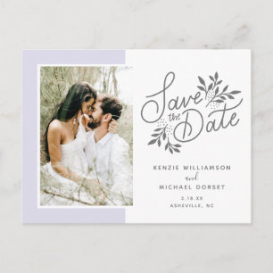 Carte Postale Mariage Enregistrer la date Script photo Botanique
