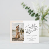 Carte Postale Mariage Enregistrer la date Script photo Pêche bot (Debout devant)