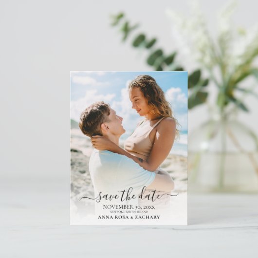 Carte Postale *~* MARIAGE ENREGISTRER LA DATE - Site web QR code (Debout devant)