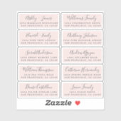 Carte postale Mariage Étiquette de adresse invité (Feuille)