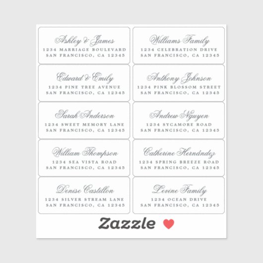 Carte postale Mariage  Étiquette de adresse invité (Feuille)