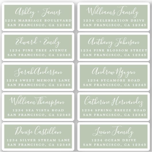 Carte postale Mariage Étiquette de adresse invité (Devant)