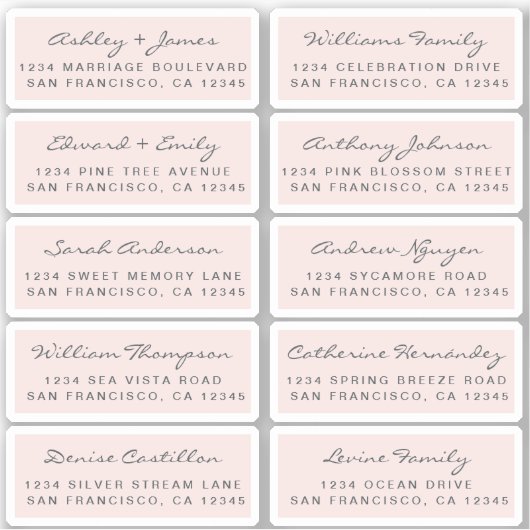 Carte postale Mariage Étiquette de adresse invité (Devant)