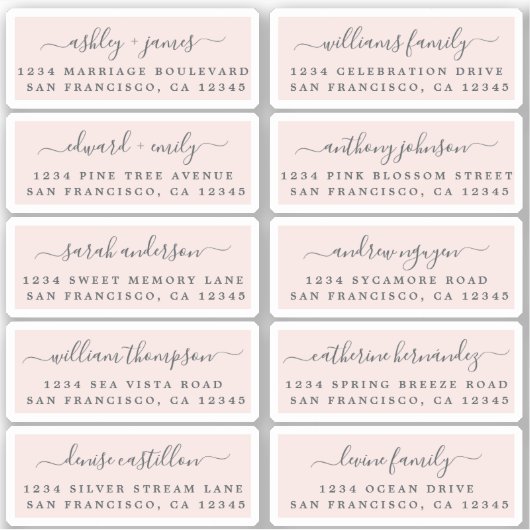 Carte postale Mariage  Étiquette de adresse invité (Devant)