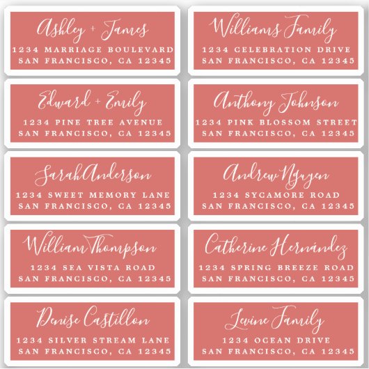 Carte postale Mariage  Étiquette de adresse invité (Devant)