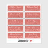 Carte postale Mariage  Étiquette de adresse invité (Feuille)