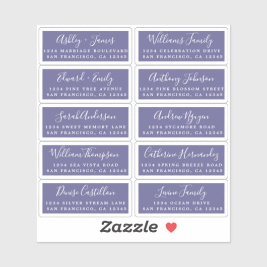 Carte postale Mariage  Étiquette de adresse invité (Feuille)