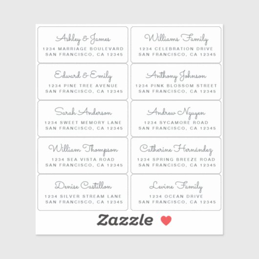 Carte postale Mariage Étiquette de adresse invité (Feuille)