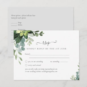 Carte Postale Mariage Eucalyptus - Feuilles de verdure à l'aquar
