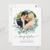 Carte Postale Mariage Eucalyptus géométrique Changement de plan (Devant / Derrière)