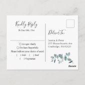 Carte Postale Mariage Eucalyptus Simplement Élégant RSVP (Dos)