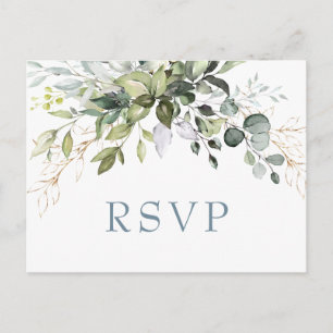 Carte Postale Mariage Eucalyptus Verdure RSVP avec choix de repa