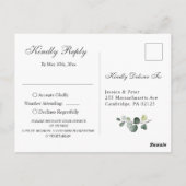 Carte Postale Mariage Eucalyptus Verdure RSVP avec choix de repa (Dos)