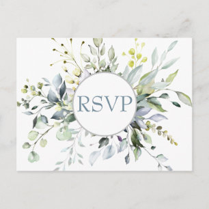 Carte Postale Mariage Eucalyptus Verdure RSVP avec choix de repa