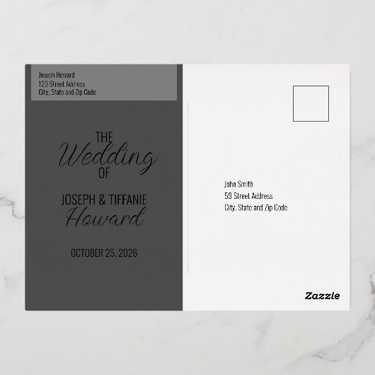 Carte postale mariage Faire-part Foil (Verso)