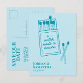 Carte Postale Mariage fait au ciel de bleu cyan Enregistrez la d (Devant / Derrière)