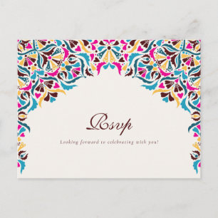 Carte Postale Mariage Fantaisiste de Luxe Bordure de Style Flora