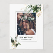 Carte Postale Mariage Feuille tropical Merci photo (Devant)
